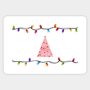 Colorful Christmas light bulb frame with made of red stars Christmas tree Sticker